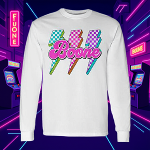 Camiseta de manga larga vintage de los años 80 con estampado a cuadros de Boone Lightning Bolt - Product Image 3