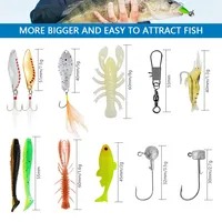 MAXSEN 24pcs Bass Trout Pike Set Craw Fish Shrimp Soft Bait Swimbait Popper Spoon Spinner Snap Jig Head Freshwater Fishing