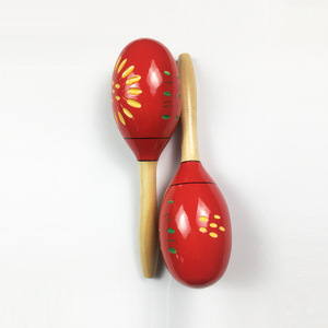 Maracas en bois rouge pour enfants, instrument de musique rythmique, hochet, jouet maracas, instrument de percussion Orff en gros - Product Image 3