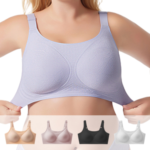 プラスサイズプッシュアップブラとパンティーセット女性用シームレス下着プッシュアップ高品質プラスサイズスポーツブラ取り外し可能パッド - Product Image 1