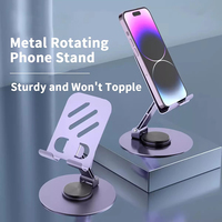 Support de téléphone rotatif entièrement en métal réglable et rotatif à 360 ° Support universel en métal pour tablette de bureau