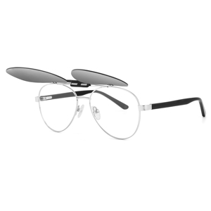 Lunettes de soleil unisexes à clipser avec monture ovale en métal, protection UV400, style aviateur à monture complète, protection solaire pour adultes - Product Image 5