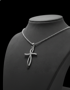 Collier pendentif croix de luxe moderne en argent sterling 925 Zyorio Jewels pour femmes, plaqué or rose, diamant, mariage - Product Image 5