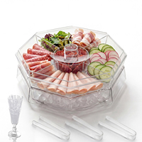 Plateau de service rotatif moderne en PS pour cuisine, avec logo personnalisé, 4 compartiments amovibles pour la conservation des aliments frais, idéal pour les fêtes et la présentation de plats réfrigérés