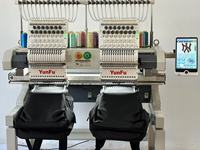 YunFu 2 têtes 12-15 aiguilles T-shirt Machine à broder automatique HSW Janome Dahao moteur à engrenages manuel personnalisé