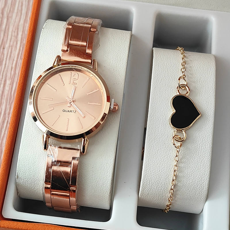 Hot Luxury Women Rose Gold Watch Fashion Ladies Quartz Diamond Wrist Watch  Elegant Female Bracelet Watches Set