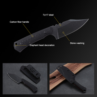 Couteau de chasse Hongrui 2026, nouvelle arrivée, lame en acier 7cr17, style Tanto, lame fixe avec manche en fibre de carbone, pour la survie en forêt
