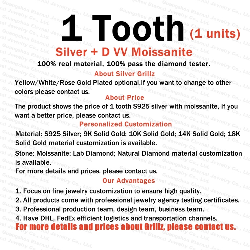 Une dent (argent + Moissanite)