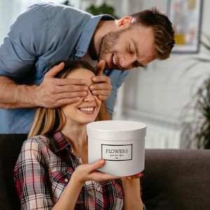 Set 3 kotak hadiah bersarang putih dengan tutup bulat kaku Matte selesai berbagai ukuran untuk kotak bunga dan hadiah - Product Image 5