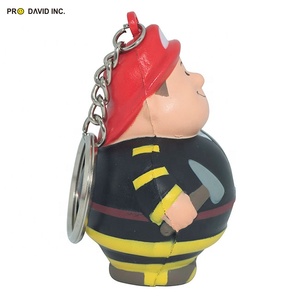 Unisex PU Foam Fireman Bert Shape Keychain Promotional Anti-Stress Anxiety Reducing Toy With Custom Logo Printing - Product Image 2