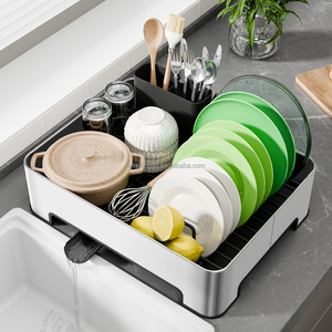 WIREKING Étagère de rangement de cuisine en acier inoxydable, accessoires organisateurs, égouttoir à vaisselle sur l'évier, égouttoir à vaisselle de comptoir - Product Image 1