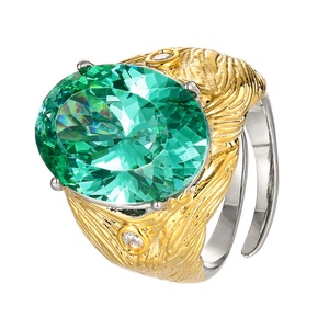 <b>Dainty</b> Jewelry Eco-friendly Copper Gold Plated Brushed 13*18mm Multicolor Zircon Artisan Two Tone Designer <b>Rings</b> for Statement - Product Image 1