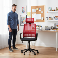 Chaise de bureau pivotante contemporaine en maille, prix usine, avec appui-tête fixe, hauteur réglable, support lombaire et verrouillage d'inclinaison, pour salon