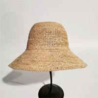 Topi Jerami Rafia Madagaskar Alami Rajutan Tangan Grosir untuk Wanita, Cocok untuk Pantai, Bepergian, dan Pelindung dari Sinar Matahari di Musim Panas