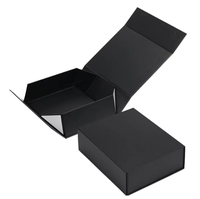 Carton recyclé imprimé de logo personnalisé de luxe professionnel boîtes cadeaux en papier pliable plat emballage fermeture magnétique noir