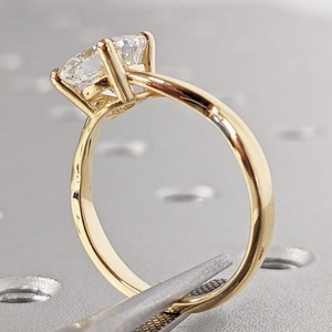 Gia Igi cincin tunangan emas padat untuk wanita, CVD HPHT Lab bantal tumbuh soliter 14k/18k - Product Image 2