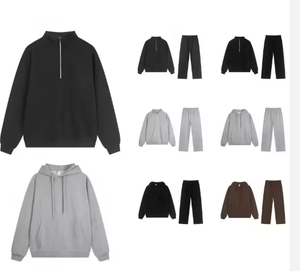 Topkwaliteit 100% katoenen heren kleding set met kwart-rits hoodies en joggingbroeken, trainingspakken, sweatshirts, pullover hoodie voor heren - Product Image 1