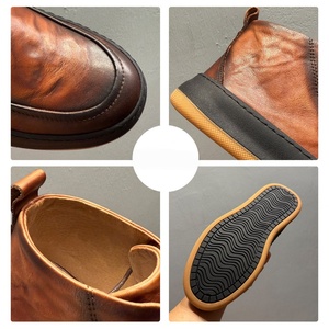 Fall and Winter Men's Retro Leather <b>Boots</b> Fashionable New Style Brown Straps Flat Bottom Comfortable Casual <b>Boots</b> - Product Image 5