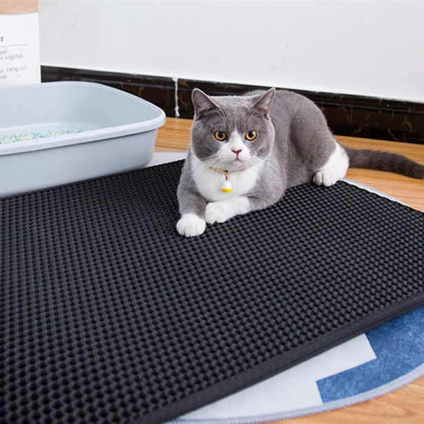 Caja de arena para gatos EVA de nido de abeja bonita superventas de Amazon de doble capa a prueba de humedad, alfombrilla para atrapar gatitos