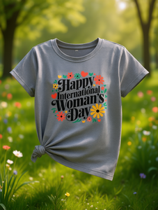 T-shirt per la festa internazionale della donna, per donna, manica corta, girocollo, stampa floreale, casual, primavera estate, 100% cotone - Product Image 2