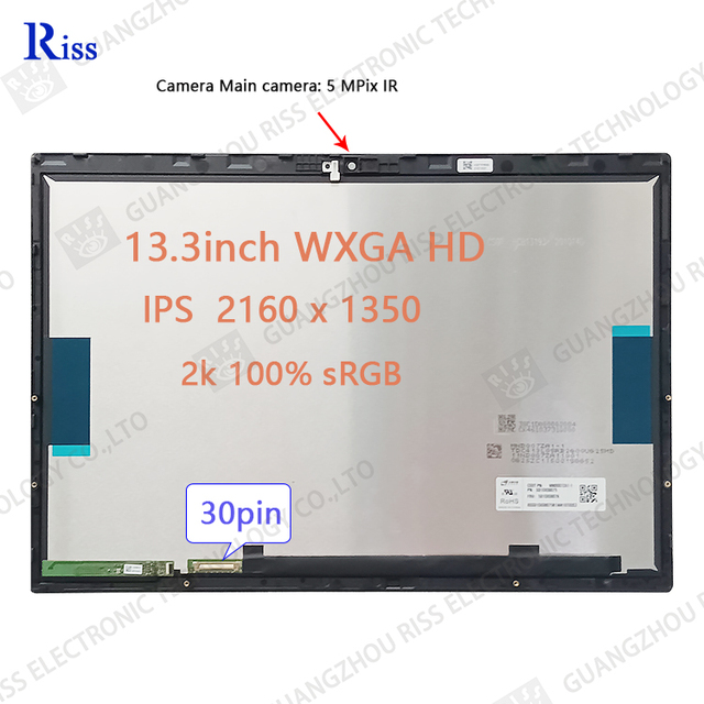 RISS FRU SD10X08076 for Lenovo Yoga Duet 7-13IML05 Laptop LCD Touch Screen Display Assembly 13" MND007ZA1-1 2K 2160 X 1350 IPS