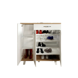 Lavantes - Zapatero Extensible de Madera Blanca de 3 Puertas con Cajón, Mueble de Almacenamiento para Entrada, Pasillo u Hogar - Product Image 1