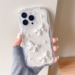 Clear Cute 3D Glitter Heart Pearl Mujeres Kawaii Bling Glitter Slim Soft TPU Protector a prueba de golpes para <span class=keywords><strong>iPhone</strong></span> 15 14 - Product Image 6
