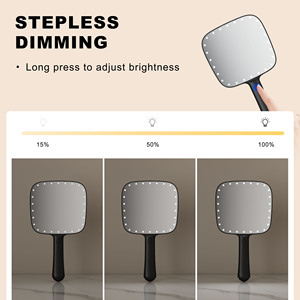 Thay Đổi Độ Sáng Biểu Tượng Vuông Tùy Chỉnh Số Lượng Lớn Make Up Xách Tay Nhẹ Du Lịch Trang Điểm Gương Với LED Ánh Sáng Cầm Tay Cầm Tay Gương - Product Image 3