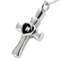 Cristal corazón Cruz ceniza recuerdo cremación ataúd conmemorativo Acero inoxidable celta Cruz corazón urna COLLAR COLGANTE titular medallón