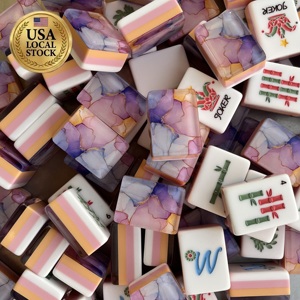 En stock, vente en gros, jeu de Mahjong américain de luxe en acrylique gravé à 4 couches, 160 tuiles, 1 ensemble - Product Image 5