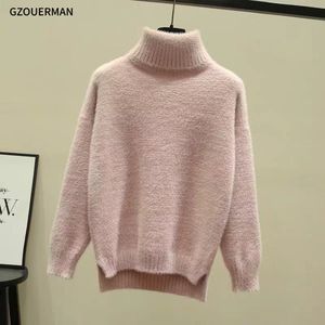 2025 yeni moda kadın kış kazak kore düz renk balıkçı yaka örme kalın rahat kadın kazak - Product Image 3