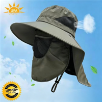 Chapeau d'extérieur en gros à large bord avec protection visage et cou, respirant, pour voyage, cyclisme, pêche, en tissu à séchage rapide, plusieurs couleurs