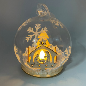Palla <span class=keywords><strong>di</strong></span> Natale in Vetro Decorativa Personalizzata con <span class=keywords><strong>Angelo</strong></span> in Legno - Product Image 5