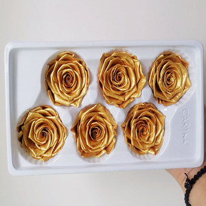 Têtes de roses de 5 à 6 cm, roses dorées réelles et naturelles, conservées, tête de rose dorée éternelle - Product Image 6