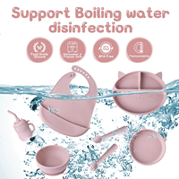 Ensemble de salle à manger en silicone sans BPA pour bébés et enfants Vaisselle pour animaux de chat à bas prix avec assiette et cuillère pour bébé Bol d'alimentation pour bébé