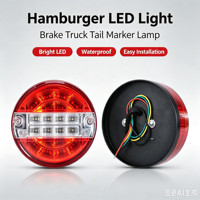 Feu arrière LED Hamburger pour camion, remorque, châssis, camping-car, 12-24V, universel, rond, feu de position arrière