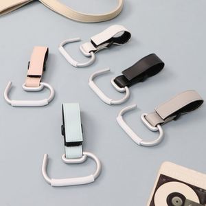 Adjustable PU Leather Stroller <b>Hook</b> Aluminum Baby Pushchair Hanging <b>Hook</b> Pram Hanger <b>Clip</b> for Shopping Bags Diaper Bags - Product Image 1