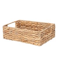 Panier de rangement rectangulaire en jacinthe d'eau tressée, 1 pièce, avec poignées, pour étagère, placard, salle de bain, garde-manger - Vente en gros