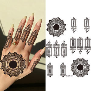 Tatuajes Temporales de <span class=keywords><strong>Henna</strong></span> negros impermeables desechables para manos Diseños de encaje de flores Transferencia de agua segura y dura 7 días - Product Image 3