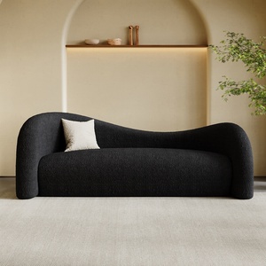 Sillón de Salón Nórdico de Madera con Tapizado de Lana de Cordero, Personalizable, Moderno, Blanco, para Hotel o Sala de Estar - Product Image 1