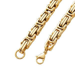 Bracelet et collier en chaîne byzantine plaqué or - Acier inoxydable PVD 18K, étanche et hypoallergénique - Product Image 1