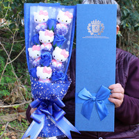 Buket bunga boneka kucing buket bunga sabun kotak hadiah buket bunga kartun hadiah Hari Valentine grosir