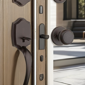 Poignée de porte d'entrée avec serrure à pêne dormant pour Belleview, ensemble de poignées d'entrée ambidextres en bronze vénitien, résistant à l'effraction, avec clé intelligente et remise à clé. - Product Image 2