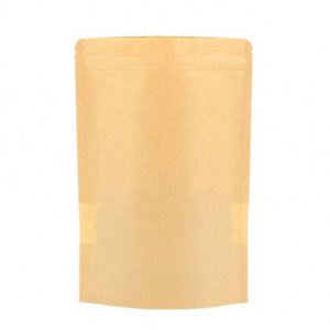 Custom logo Wholesale Price Ziplock Self Standing Kraft Food Paper <b>Bag</b> with Window Promotional Pack - Product Image 3