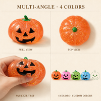 Jouet Squishy Citrouille d'Halloween Doux et Mignon Anti-Stress à Presser avec Gel Pailleté pour Adultes, Adolescents, Décoration de Fête, Cadeau