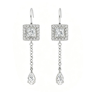 Pendientes de tuerca de moissanita VVS GRA de corte redondo con diseño de cola de pez de líneas simples, rellenos de oro de 14K, joyería de uso diario para mujer - Product Image 1
