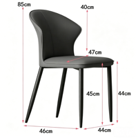Chaise de salle à manger minimaliste contemporaine avec pieds en métal et revêtement en cuir PU pour la maison, l'appartement, l'école et l'hôtel