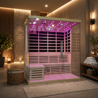Ruang Sauna Dalam Ruangan Modern untuk 2-4 Orang, Spektrum Penuh, Inframerah Dekat dan Jauh, Terapi Cahaya Merah Low EMF, Sauna Kering dan Basah untuk Vila
