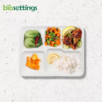 Assiette biodégradable à 5 compartiments, barquettes à lunch compostables, sans PFAS, barquettes de service