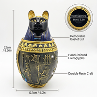 Vente en gros : Urne commémorative pour animaux de compagnie en résine, écologique et faite à la main, style antique, sculpture de chat et statue des dieux du chat, inspirée de la mythologie égyptienne ancienne.